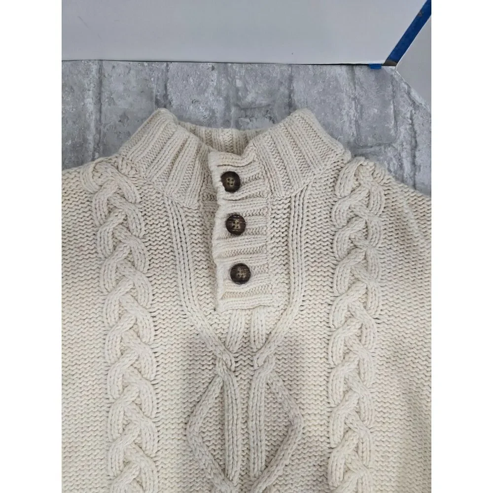 Wool Blend Cable Knit Off‎ White 14/16 Osh Kosh Knit Sweater 1/4 Button